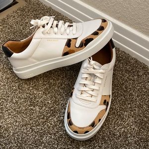 Grandpro Rally Court Leather and Jaguar Print Calf Hair Sneakers
